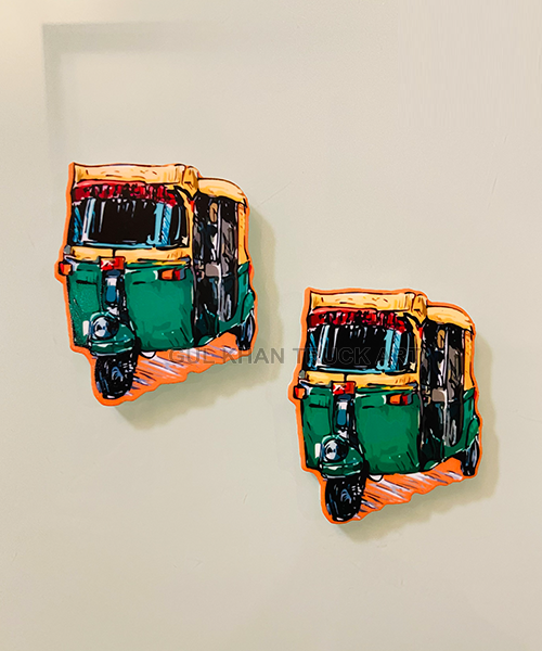 Green Rickshaw Fridge Magnet